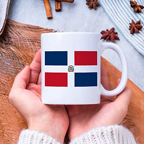 Dancinggoods Dominican Republic Flag Patriotic Mug - 11Oz White Coffee Cups - Personalized Text Options #TOP1