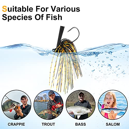 image for Sumind Bass Jigs 8 Pieces Fishing Jigs Bass Weedless Football Jig Swim