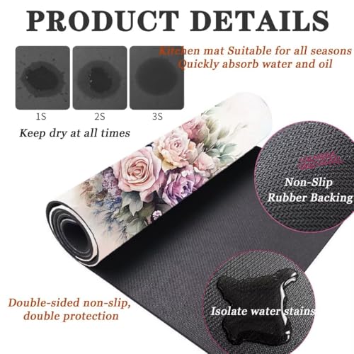 Alfombra de cocina rosa súper absorbente, ideal para un pasillo o comedor elegante 4