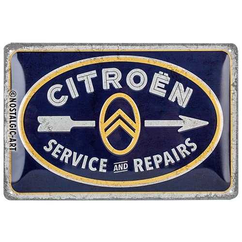 Nostalgic-Art Plaque Vintage, Citroen – Service & Repairs – Idée de Cadeau pour Fans de Voitures, en métal, Déco Design Retro, 20 x 30 cm