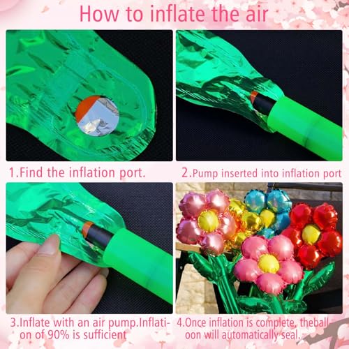 Totelux Floral Bouquet Balloons Colorful Floral Foil Balloons 5PCS Flower Balloon Set for Mothers Days Gratuation Summer Birthday Wedding Party Decorations Supplies(Red Blue Yellow Pink Purple) - Thumbnail 7