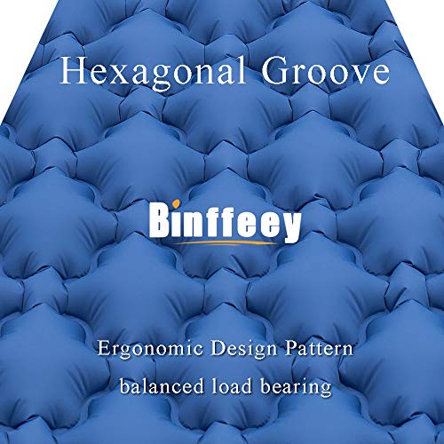 Binffeey Sleeping Pad for Camping - Sleeping Pads for Backpacking Inflatable Sleeping Pad with Pillow, Lightweight Camping Pad Portable Air Sleeping Mat for Backpacking Hiking Traveling