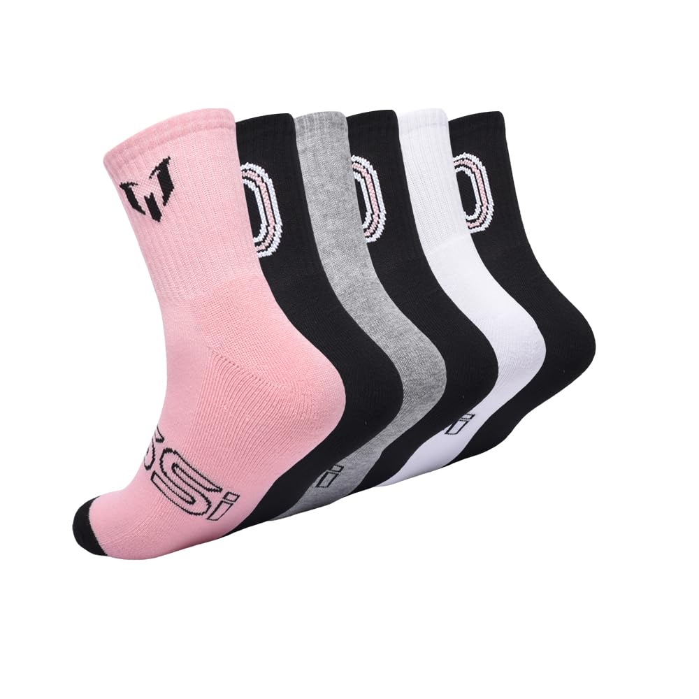 Messi Men's Lifestyle Crew Socks, 6-pack, Soft & Stretchy, Comfortable