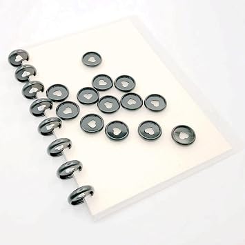 100pcs Planner Discs for Discbound Notebook(Black,1.1inch) | Heart Binder Rings Plastic Expander Discs Book Binding Accessories