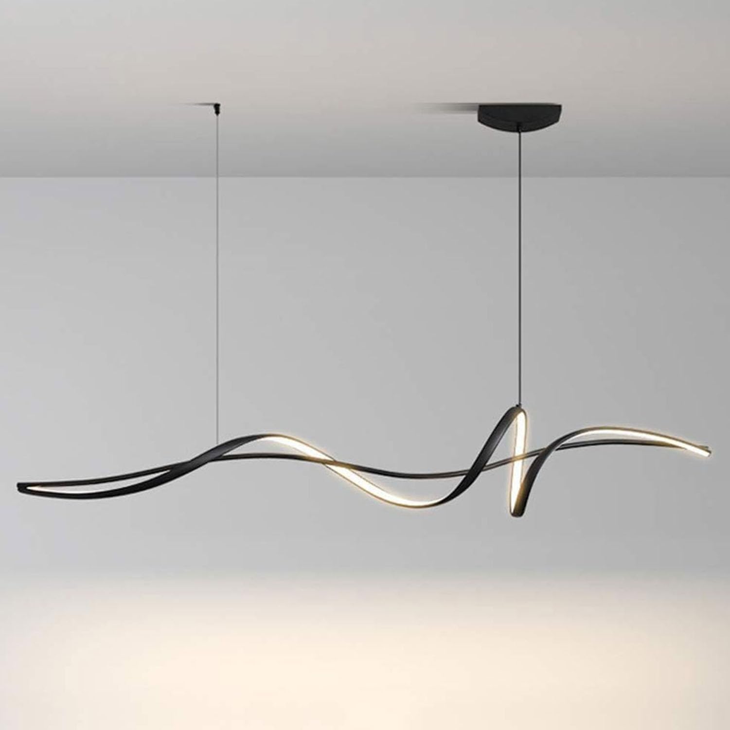 Lámpara Colgante LED Moderna para Comedor - Lámpara de Techo Regulable con Mando a Distancia | Ideal para Cocina, Oficina o Sala de Estar | Diseño Minimalista, Ahorro Energético (Negro, 120cm)