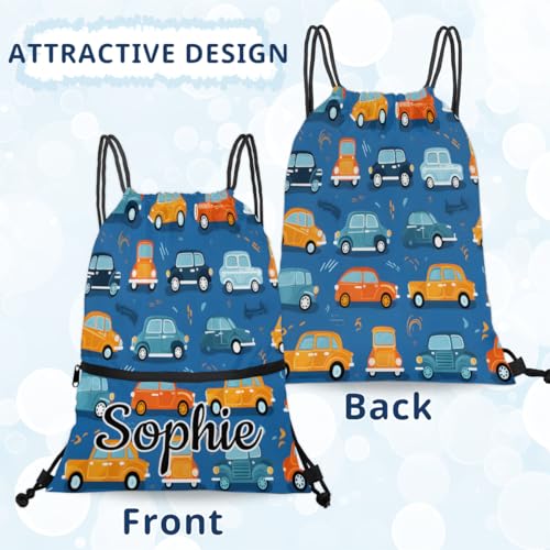Cute Cartoon Car Custom Drawstring Backpack Waterproof Personalized Drawstring Bag for Men Women Gym Beach Travel Sport Sackpack4