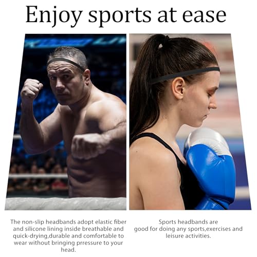 Wanmu 8 faixas elásticas esportivas finas, faixas pretas SkinnyHair com aderência de silicone antide