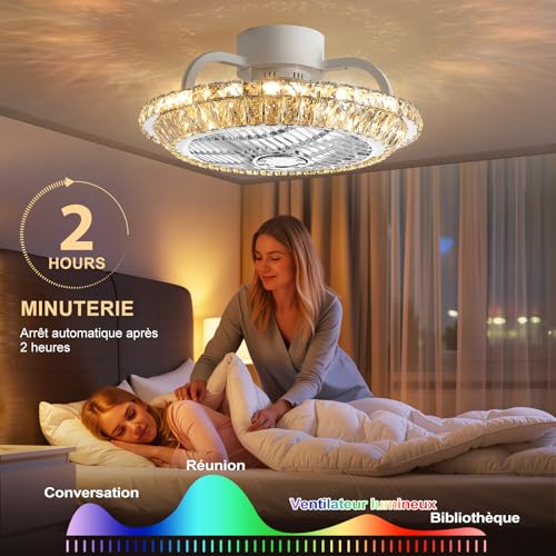 Ventilateur de plafond silencieux télécommandé avec éclairage LED dimmable - 5