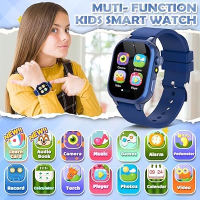 Kids Smart Watches for Girls Boys Toys Ages 4-12 with 30+ Games Video Recorder Music Alarm Clock Learning Card HD Touchscreen 4 5 6 7 8 Year Olds Birthday Gift