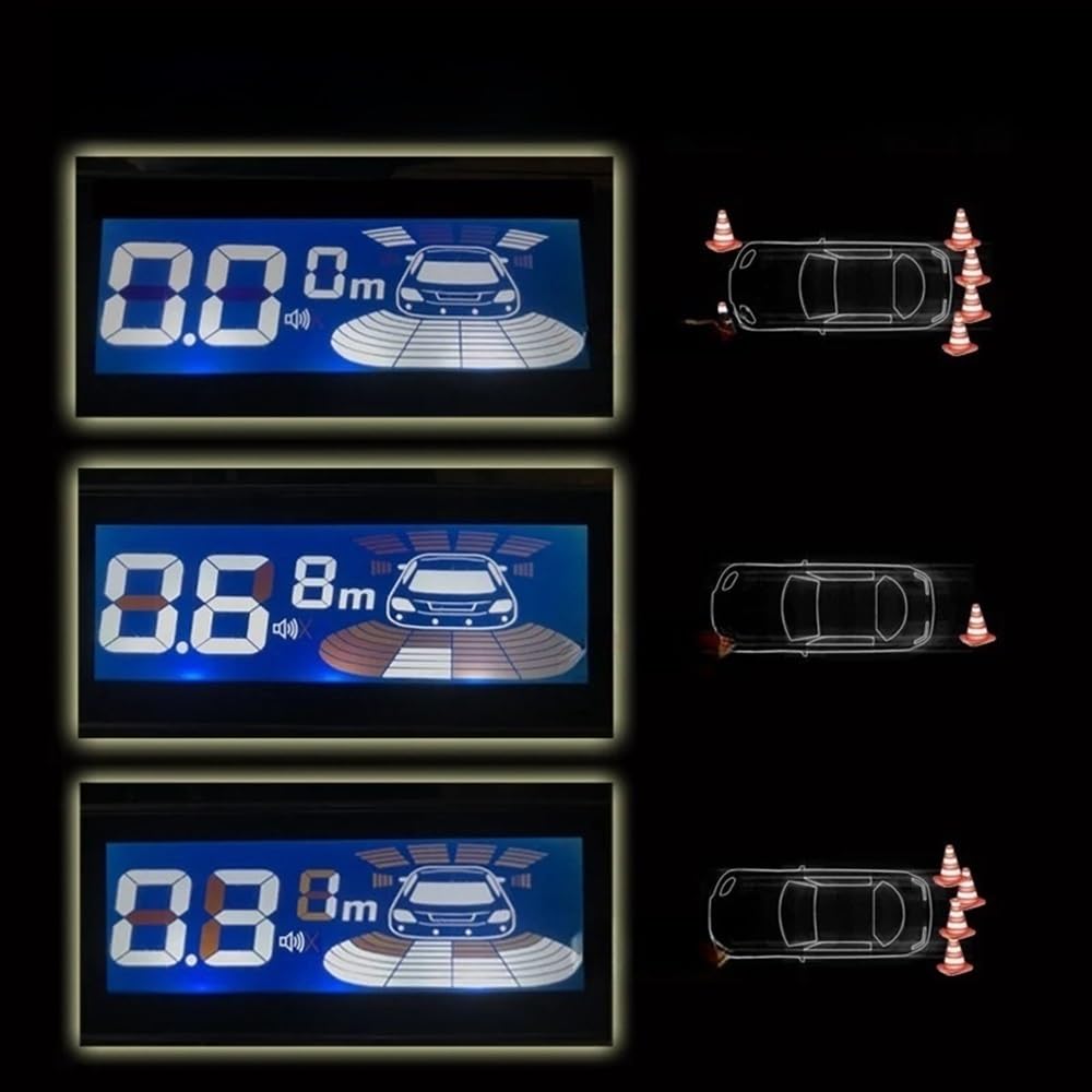 Sensore di Assistenza al parcheggio PDC Schermo a ultrasuoni Sensore di parcheggio per Auto 4/6/8 Radar Anteriori Posteriori Parktronic Rilevatore Argento Nero (6 sensori/Bianco)