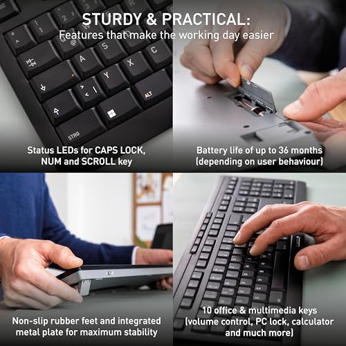 Image of Cherry Stream Desktop Comfort Wireless Keyboard and Mouse Combo | 2.4 GHz Connection, Whisper-Quiet Keys, Ergonomic Right-Handed Mouse, Battery-Powered, Black