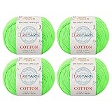 Troyarn Cotton (4- Skeins Pack) 60% Cotton 40% Acrylic Yarn, Soft, Fine/Sport (2) for Crochet and Kn