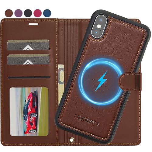 Étui iPhone X/XS Ailicici convertible 2 en 1 magnétique avec porte-cartes