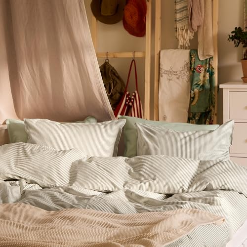 Housse de couette rayée vert blanc pour rafraîchir une literie - 4