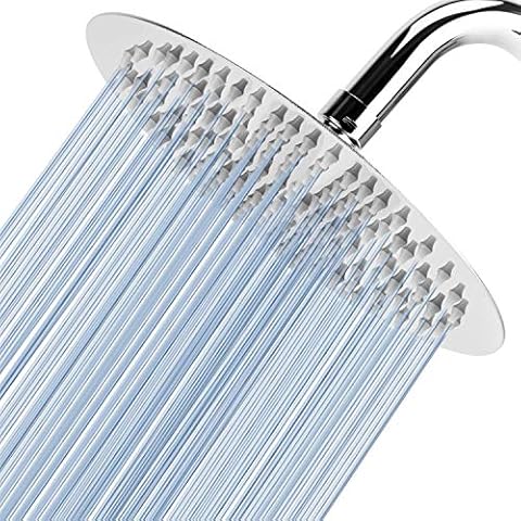 Voolan High Pressure Rain Shower Head - Rainfall Shower head Made of All Metal Stainless Steel - Comfortable Shower Experience Even at Low Water Flow (8 Inch, Chrome) Cover