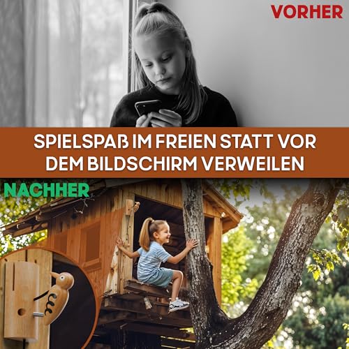 Eli® Klopfspecht für Kinder aus Holz - Klingel für Baumhaus - Spielhaus - Kinderzimmer - Haustür - Stelzenhaus - Kinderspielhaus - Glocke - Geschenk für Jungen und Mädchen - Outdoor - Indoor