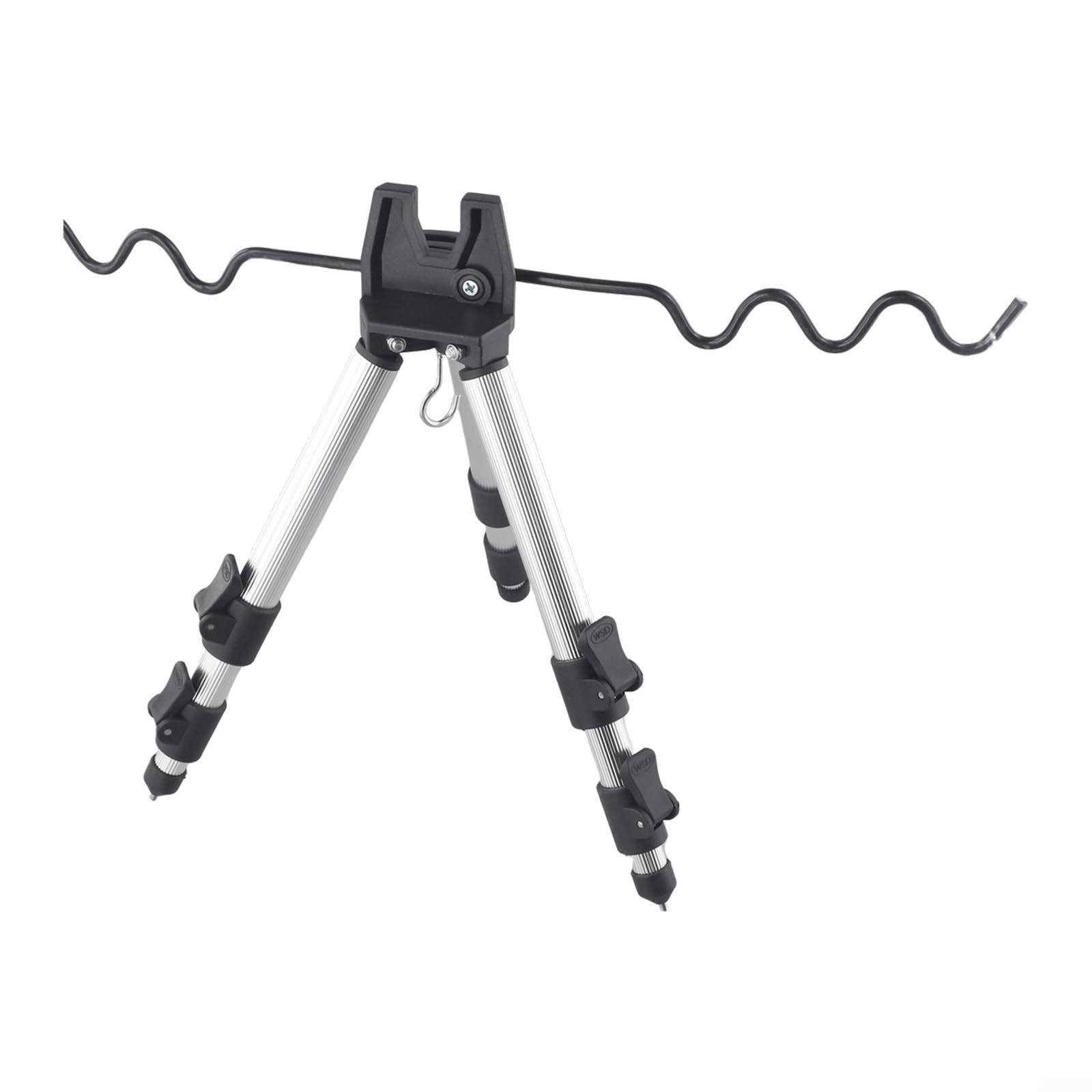 Retractable Fishing Rod Stand, Aluminium Tripod Pole Holder with Adjustable Legs, Foldable Ground Spike Rest for Multi Rod Fishing, Telescopic Bank Support,(A Silver)