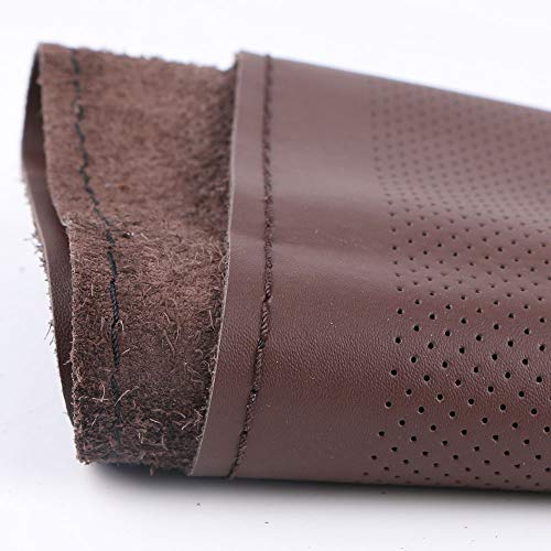 15 Inch Genuine Leather Car Steering Wheel Cover For Man Breathable Design Brown Universal #TOP3