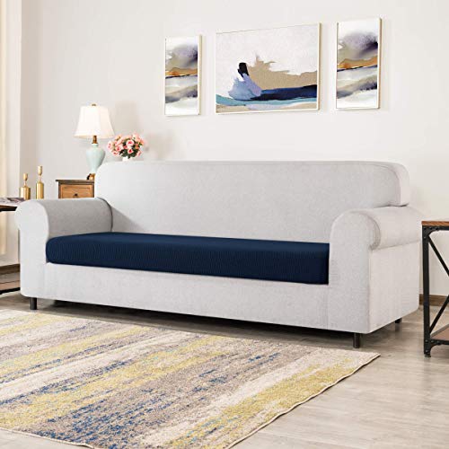 Image of Chunyi Jacquard Polyester Spandex Cushion Slipcover (Sofa Cushion, Dark Blue)