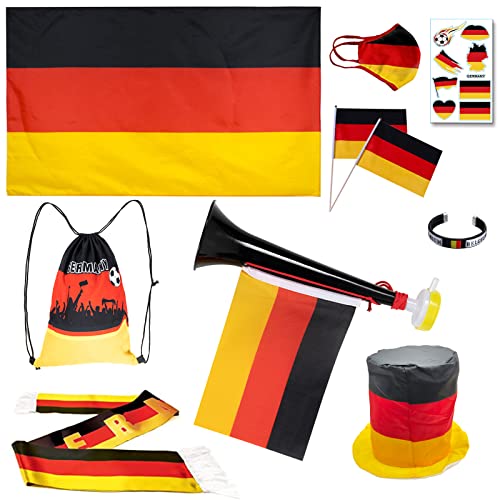 JSTC Deutschland Fanartikel Set, Fussball WM 2022 Fanartikel mit...