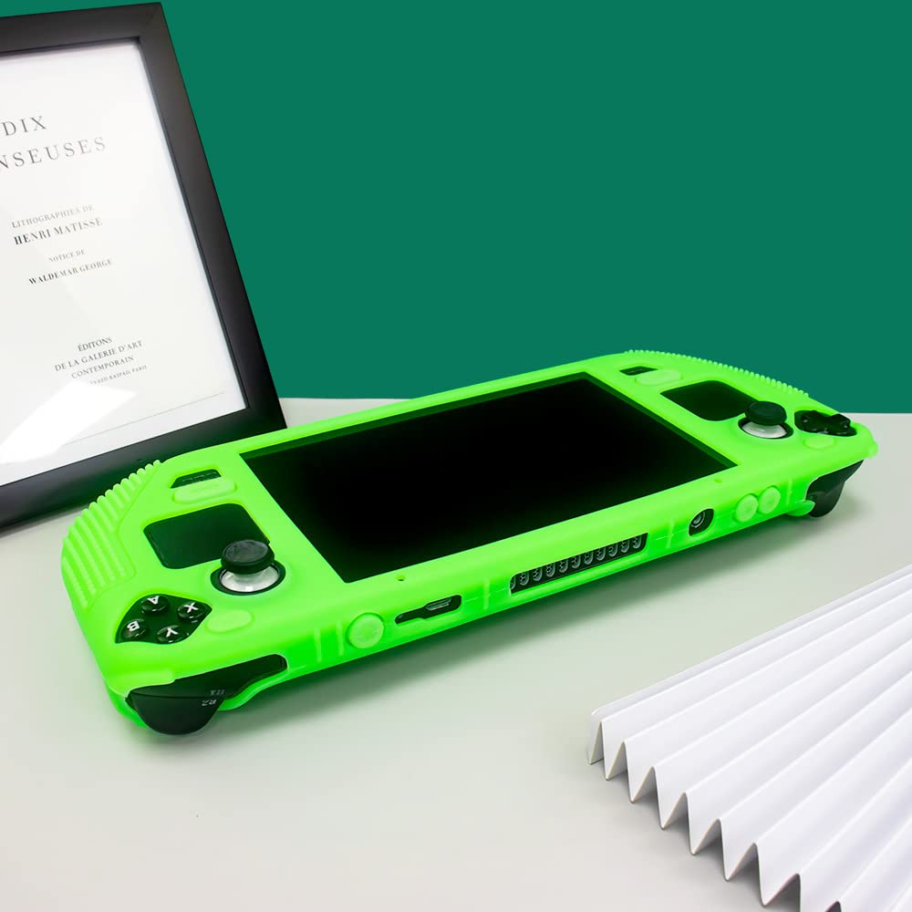 Estuche protector para Steam Deck, protector de cubierta suave de silicona con protección de cuerpo completo, absorción de impactos, cubierta de piel de goma ergonómica (verde)