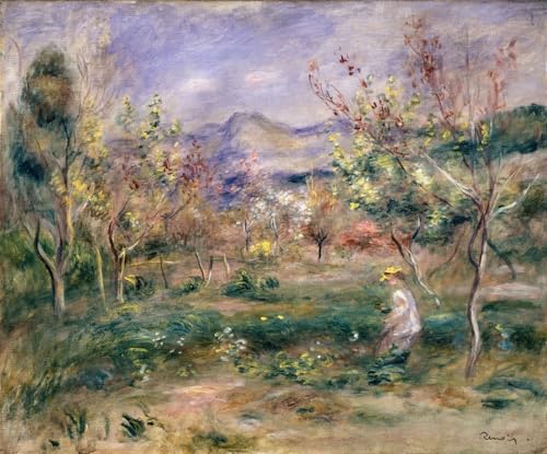 Affiches d'art Renoir Verger au printemps de style nordique abstrait sur toile premium