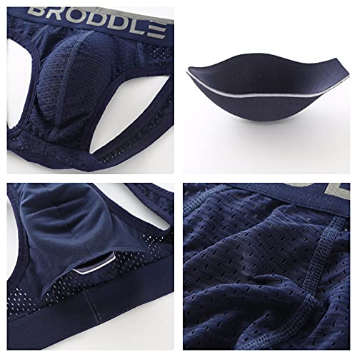Broddle Men's Mesh Padded Pouch Athelic Supporters Breathable Jockstrap Elastic Waistband Low Rise #TOP7