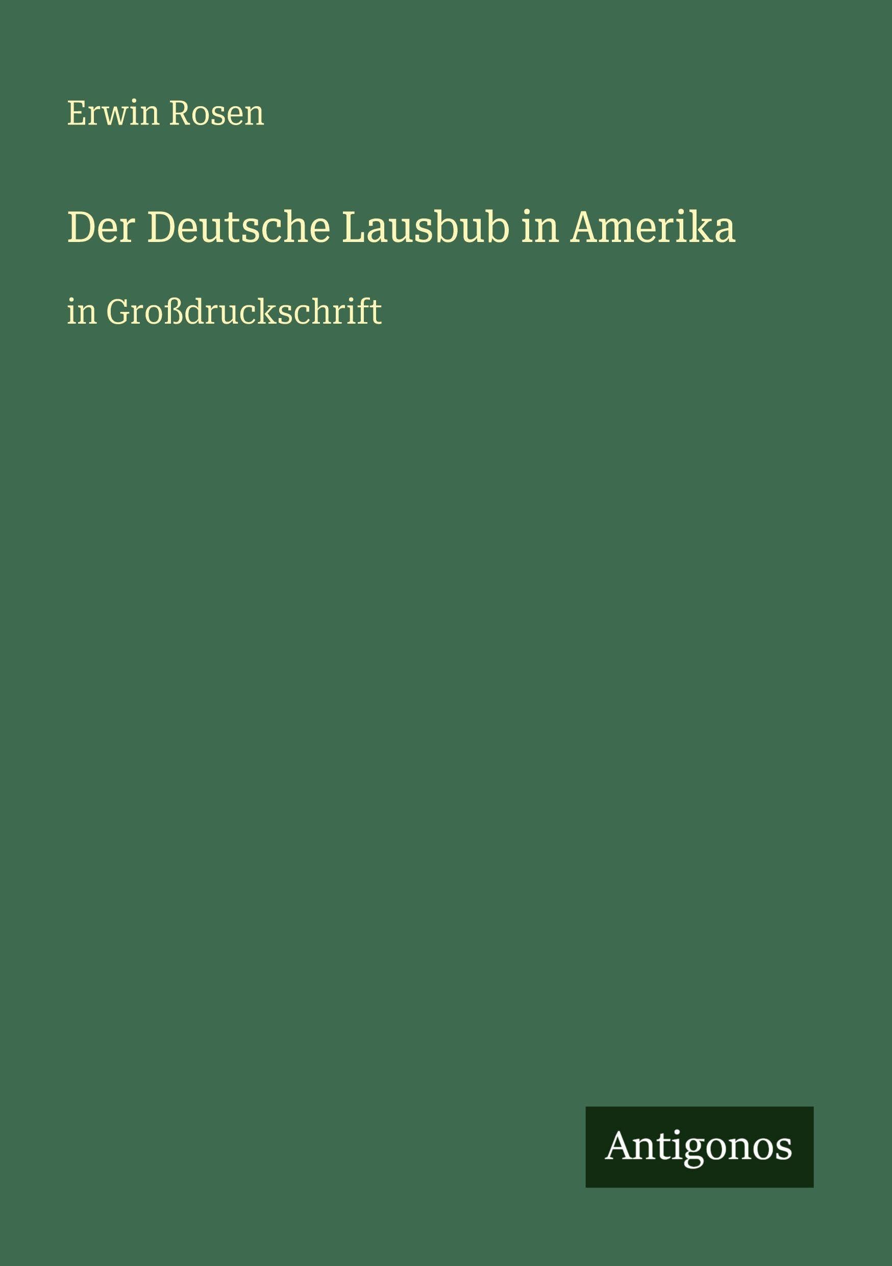 Der Deutsche Lausbub in Amerika: in Großdruckschrift