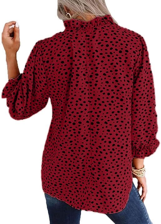 Avanova Women Leopard Print Ruffle V Neck Top 3/4 Long Sleeves Work Business Blouses Shirt - Image 2