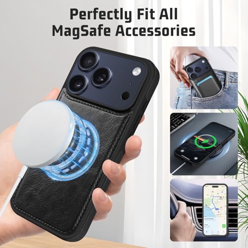 DJBull 2-in-1 Detachable Wallet Case for iPhone 17 Pro 6.3" RFID Blocking Flip Folio with Card Holder | PU Leather Shockproof Protective Cover Women Men for Apple 17 Pro Phone Case Black by DJBull - Used condition - Image 5