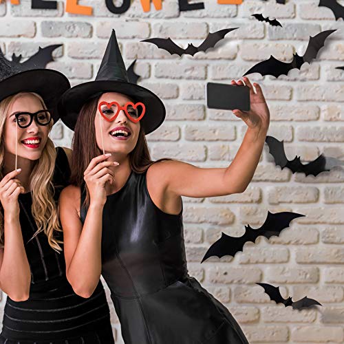 Bats Wall Decor, 88 Pcs DIY 3D Bats Halloween Decorations, 4 Different Sizes PVC Bat Stickers for Home Decor/Indoor Party Decorations, Double-Sided Adhesive Included