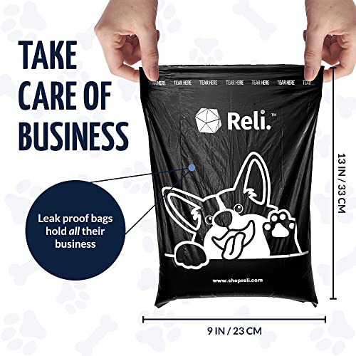 image for Reli. Dog Poop Bags w/Holder (360 Pack - 24 Rolls) | Leash Clip Dispen