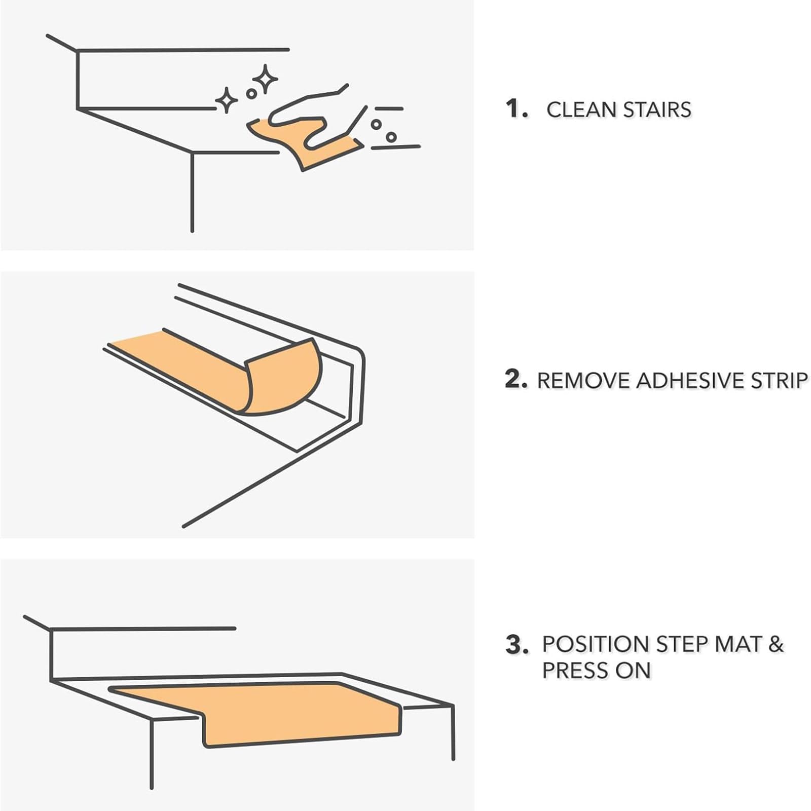 Lorxilar Stufenmatten Selbstklebend - Rutschfeste Treppenteppiche 3x(26x90cm)