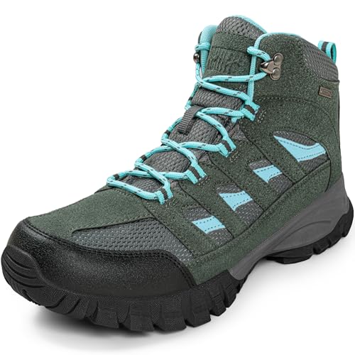 R CORD Hiking Boots Women Waterproof Breathable Non-Slip Womens Hiking Boots Arch Support for Rocky Trails Mountain Climbing & All-Day Comfort, Grey, 10