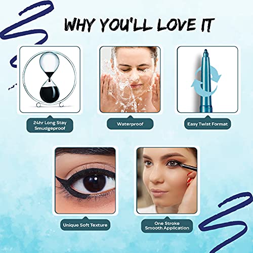Image of FACESCANADA Ultime Pro Twist Metallic Eye Kajal Liner stick - Azure,0.35G|High Impact Intense Color In 1 Stroke|24Hr Long Stay|Matte Finish|Soft Texture|Waterproof&Smudgeproof|Made With Carnauba Wax