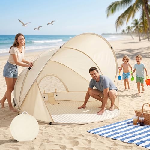 Tienda de campaña instantánea para playa que evita la arena y el sol directo 3