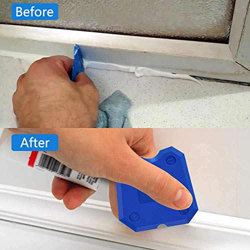 12 Pcs Caulking Finishing Tool Kit, Caulking Tools (stainless steelhead) Silicone Sealant Caulk Grout Remover Scraper and Caulk Nozzle Applicator for Kitchen, Bathroom, Window and Sink Joint