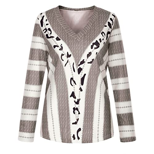 Overall Festlich Damen-Pullover mit Leopardenmuster, Farbblock, gestreift,...