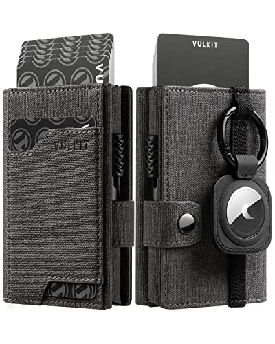 Image of VULKIT Aluminium Pop Up Card Wallet With Airtag Holder Rfid Blocking Credit Card Holder With Banknote Compartment & Id Window, Grey, Minimalist