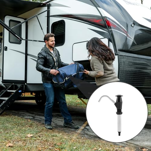 Reicyfang Caravan Sink Water Hand Pump, Hand-Operated Galley Water Pump, Double Action Camping Trailer Motorhome Replacement Pumping Tool for Camping Trailer, Motorhome, Work Vehicles(Black)