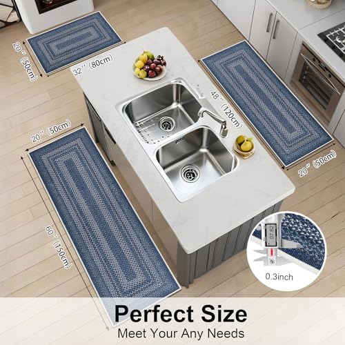 HEBE Faux Jute Kitchen Rugs Set of 3, Washable Kitchen Mats for Floor by HEBE RUGS - Image 2