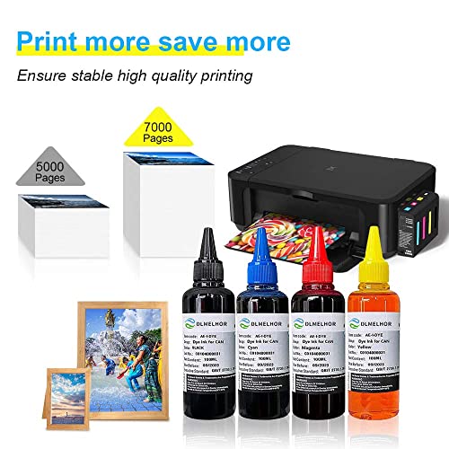 4 Color Set Printers Dye Ink Refill kit for Canon PG240 PG-250 251 CL241 PG245 CL246 PG-243 CL-244 Refillable Ink Inkjet Cartridge PIXMA MG3620 MG2522 MG2525 TS3322 100 ml x 5 with Syringe 2BK+CMY
