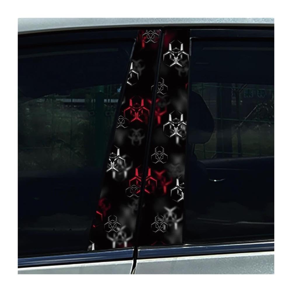 Body Parts 2pcs Car B-Pillar Stickers Black Red Creative Dollar Auto Center Column Waterproof Decals(E)