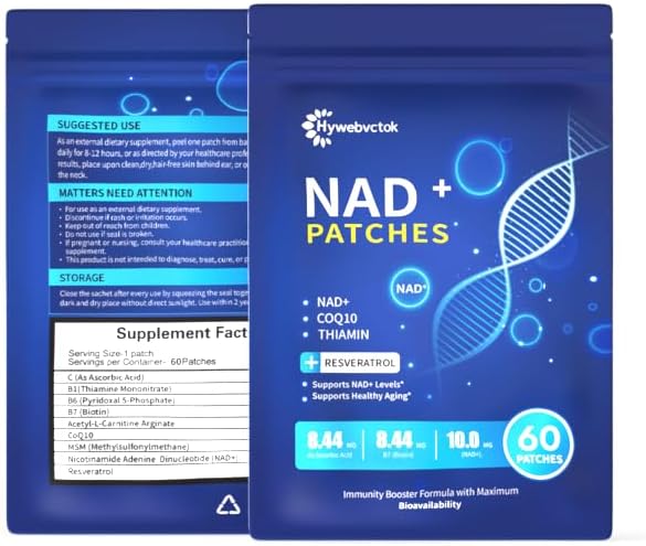 NAD Patches for Women & Men 60 Count, NAD+ Boost Patch for Anti-Aging, Wellness and Energy Support, Extra Strength,with NMN,CoQ10,Thiamine & Resveratrol - Image 9