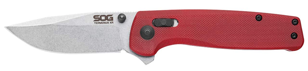 Hottest Sale SOG Terminus XR G10 Folding Pocket Knife- Ambidextrous EDC Knife with Adjustable Belt Clip, G10 Handle, and Stonewashed Hardware- Crimson (TM1023-CP) 🔥 SOG Terminus XR G10 Folding Pocket Knife- Ambidextrous EDC Knife with Adjustable Belt Clip, G10 Handle, and Stonewashed Hardware- Crimson (TM1023-CP)