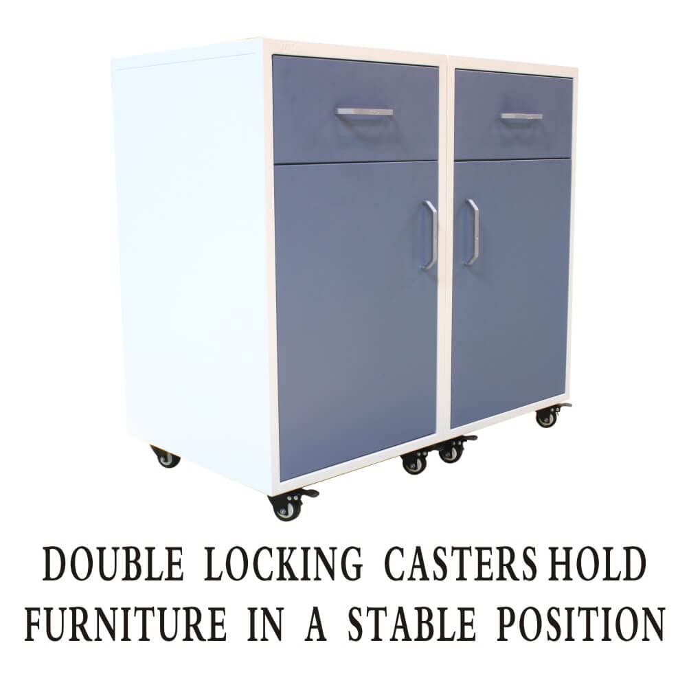 Casters Set of 4, Double Locking Casters 1.5 inch (d=1-1/2", h=2-3/8"), Swivel Casters with Top Plate (2-3/8"×1-3/4"), No Noise Polyurethane Castors Wheels for Cart Heavy Furniture, Load 600 lbs
