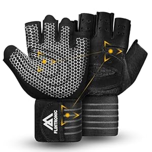 flintronic Gants de Gym, Gants de Musculation avec Support de Poignet, Gants d'haltérophilie pour Homme et Femme, Gant Fitness Gel Anti-Choc Anti-Dérapage, pour Fitness, Suspension, Tractions, L