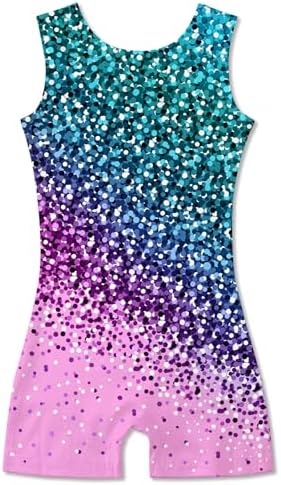 Kinberr Leotard for Girls Gymnastics Kids Quick Dry Dance Unitards Sparkly One Piece Ballet Dance Bodysuit for 6-7 Years
