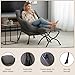 Welnow Lazy Chair with Ottoman, Modern Accent Chair with Armrests and a Side Pocket, Leisure Sofa Armchair, Reading Armchair with Footrest for Small Space, Dark Grey