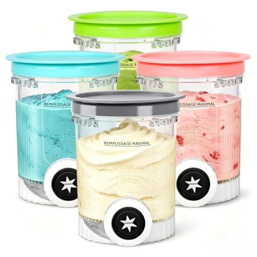 FANSHIGAO 4PCS Creami Swirl Ice Cream Pints & Lids Dessert Tubs Compatible with NC700 NC701 NC701Q CN701CO BPA-Free Reusable Soft Serve & Ice Cream Containers Dishwasher & Freezer Safe
